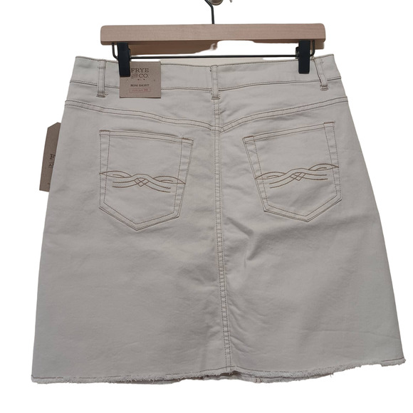 Frye and Co. Womens Mid Rise Denim Skirt, Beige Flat Front - Picture 2 of 4